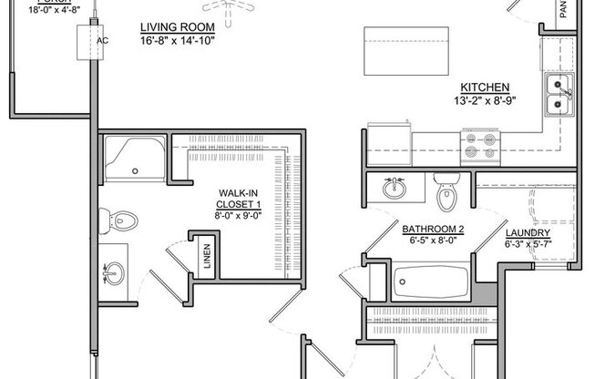 2 beds, 2 baths, 1,324 sqft, $1,499.99, Unit 2205-06