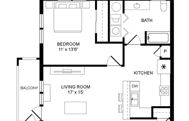 1 bed, 1 bath, 764 sqft, $1,575, Unit 102D