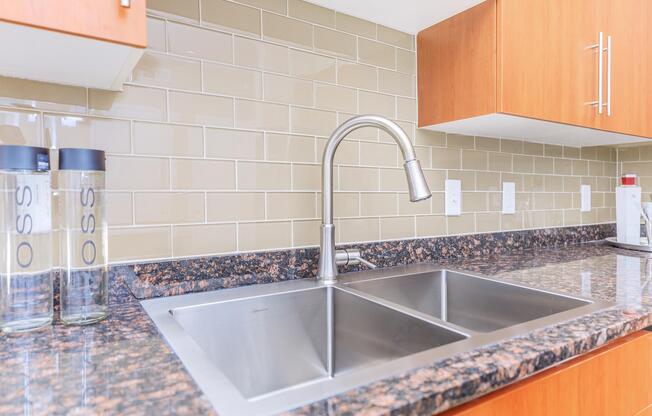 a kitchen with a sink and a counter