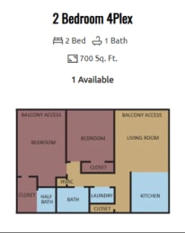 Quad 4Plex 2BD Floorplan