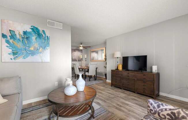 Model living room at Oasis at Bayside Apartments in Largo, FL