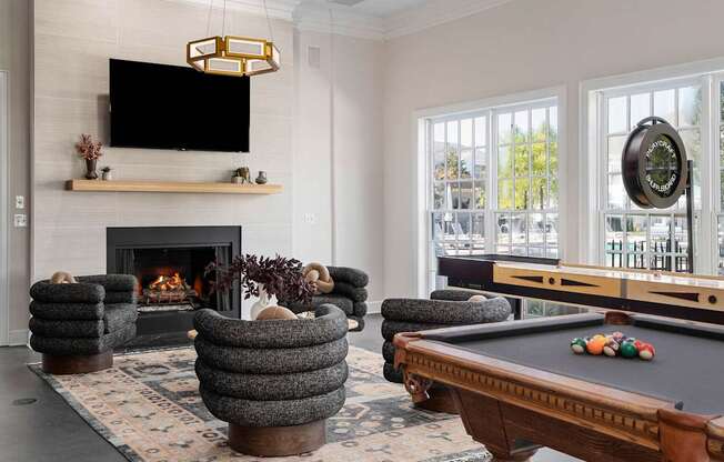Game Room Lounge with television & fireplace. at The Orchard, Dublin, 43016