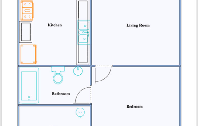 1 bed, 1 bath, 444 sqft, $899, Unit 205