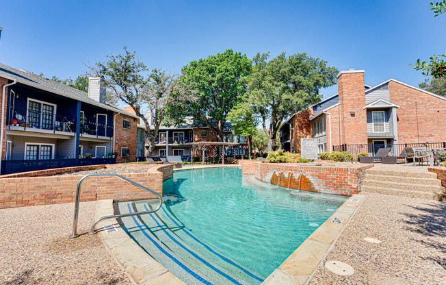 the preserve at ballantyne commons pool with apartment buildings