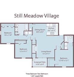 3 beds, 2 baths, 1,221 sqft, $1,725
