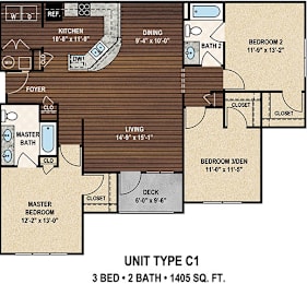 3 beds, 2 baths, 1,405 sqft, $1,996