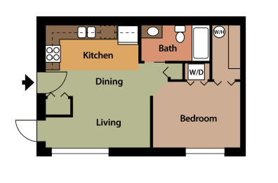 Studio, 1 bath, 461 sqft, $1,432