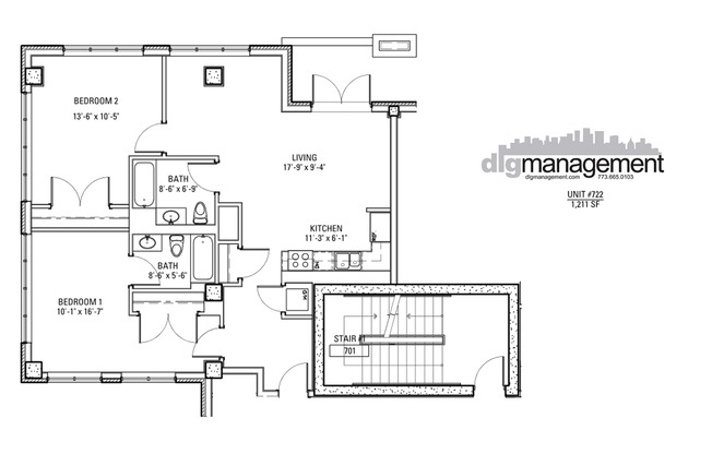 2 beds, 2 baths, 976 sqft, $4,275, Unit 3833-722