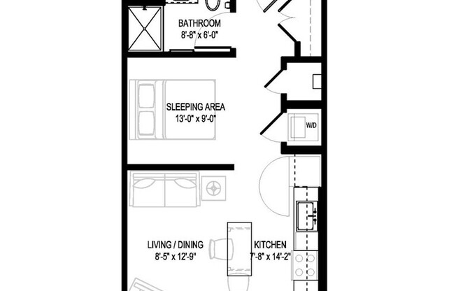 Studio, 1 bath, 523 sqft, $2,900, Unit 308