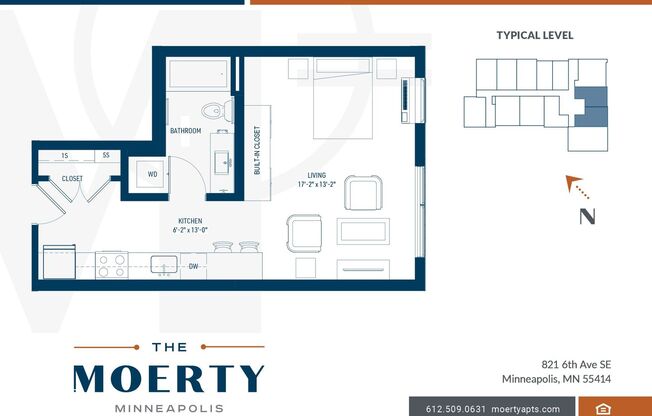 Studio, 1 bath, 461 sqft, $1,195, Unit 302
