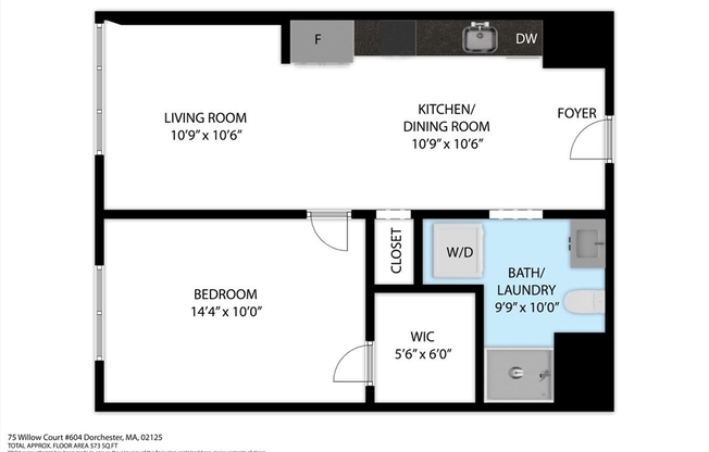 1 bed, 1 bath, 573 sqft, $2,710, Unit 604