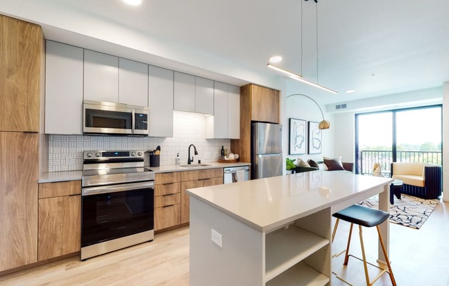 Gourmet Kitchen With Island at The Mason, St. Paul, Minnesota