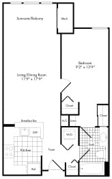 1 bed, 1 bath, 597 sqft, $1,870