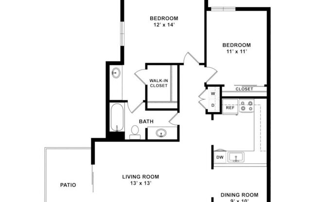 2 beds, 1 bath, 975 sqft, $2,010