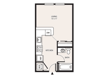 Studio, 1 bath, 442 sqft, $1,503