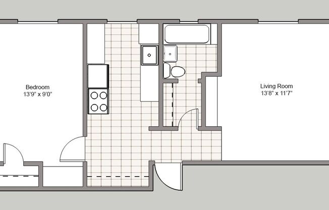 1 bed, 1 bath, 490 sqft, $1,525, Unit 202