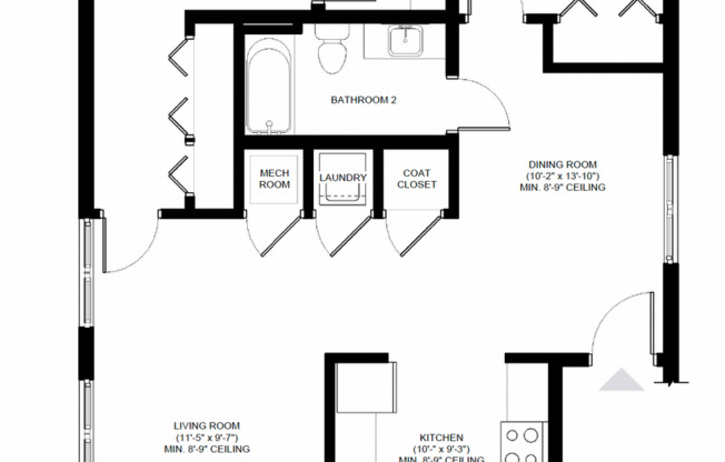 2 beds, 2 baths, 949 sqft, $2,400, Unit #201