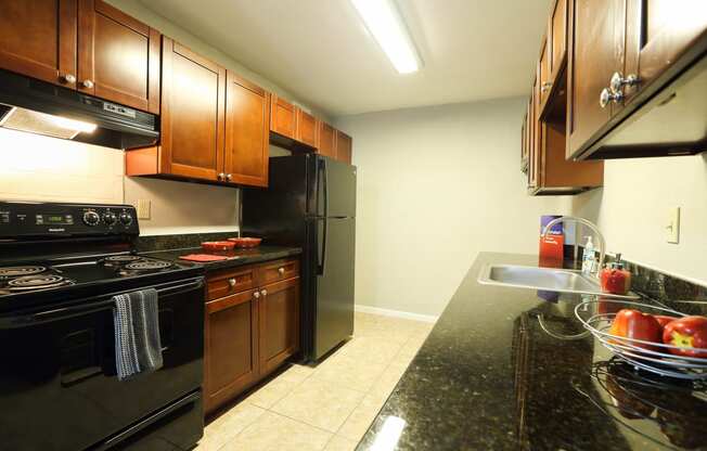 kitchen with black appliances