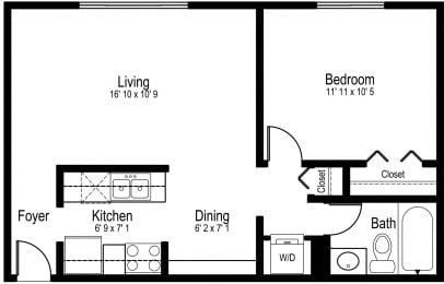 1 bed, 1 bath, 525 sqft, $1,650