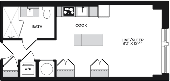 Studio, 1 bath, 448 sqft, $2,444
