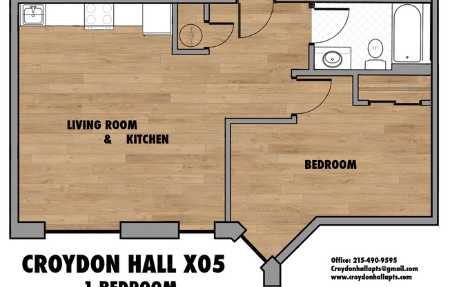 1 bed, 1 bath, 500 sqft, $1,625, Unit 505