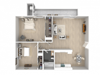 2 beds, 1 bath, 816 sqft, $1,245