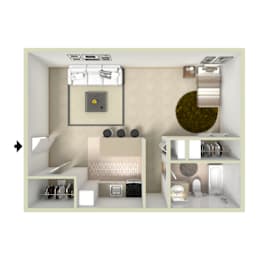 Studio, 1 bath, 550 sqft, $975