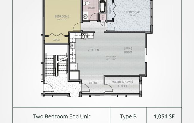 2 beds, 1 bath, 1,054 sqft, $2,900, Unit 60-302