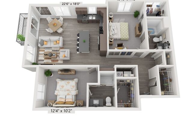 2 beds, 2 baths, 1,199 sqft, $1,590, Unit 220