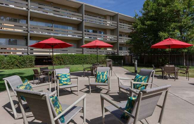 Seating in outdoor courtyard area