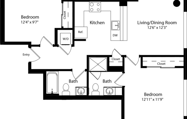 2 beds, 2 baths, 876 sqft, $3,377, Unit 201