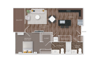 1 bed, 1.5 baths, 745 sqft, $1,780