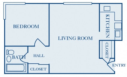 1 bed, 1 bath, 490 sqft, $710