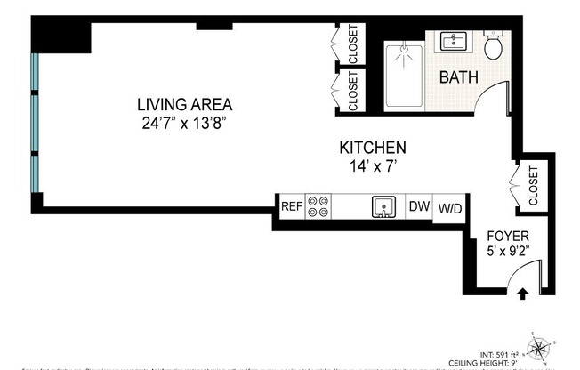 Studio, 1 bath, 550 sqft, $3,995, Unit 605N