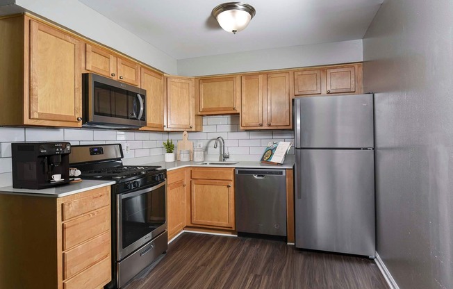 Large L-shaped kitchen with stainless steel appliances