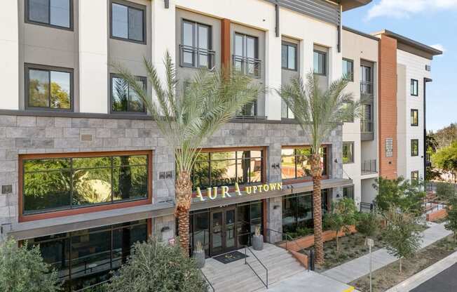 A building with the words