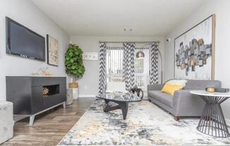 a living room with a couch and a television at The Sapphire, Georgia, 30035