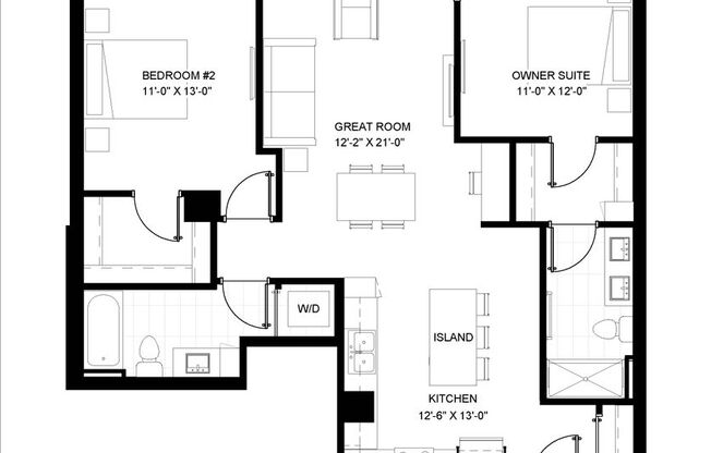 2 beds, 2 baths, 957 sqft, $2,750, Unit 602