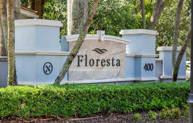 Monument sign at Floresta apartments in Jupiter, FL