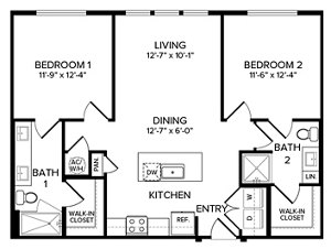 2 beds, 2 baths, 999 sqft, $2,044