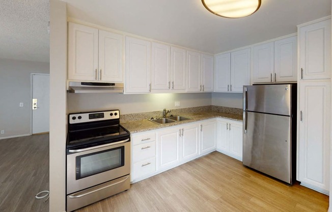 Fully Equipped Kitchen at Chateau La Fayette, Los Angeles, California