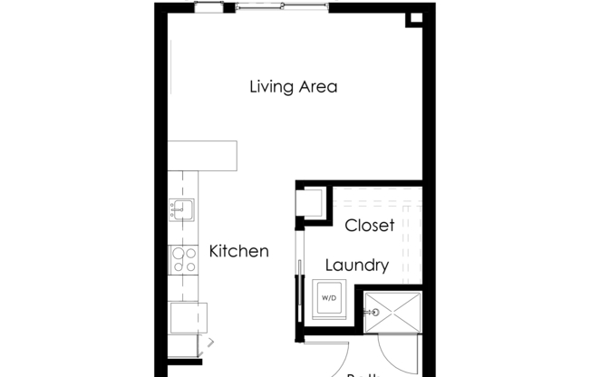 Studio, 1 bath, 479 sqft, $1,180