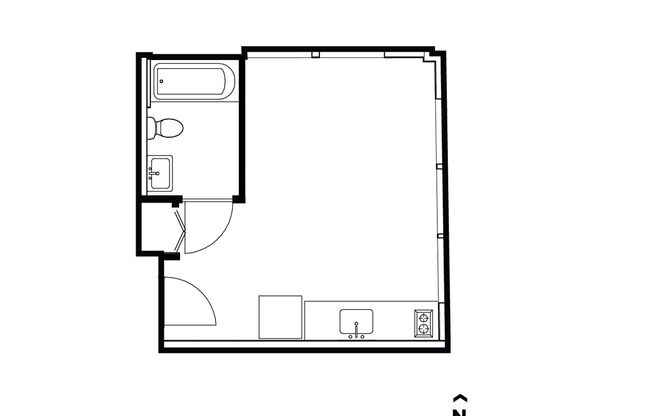 Studio, 1 bath, 295 sqft, $999, Unit 212