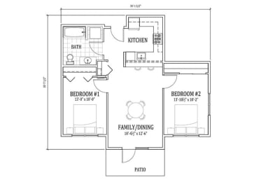 2 beds, 1 bath, 717 sqft, $1,900