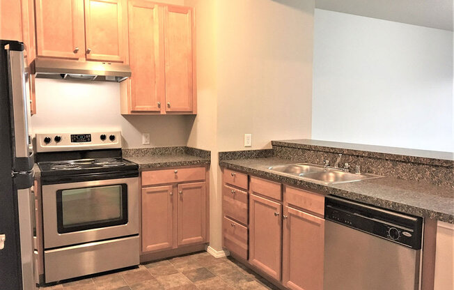 Kitchen cabinets at Ashlyn Place Apartments, Missoula, 59801