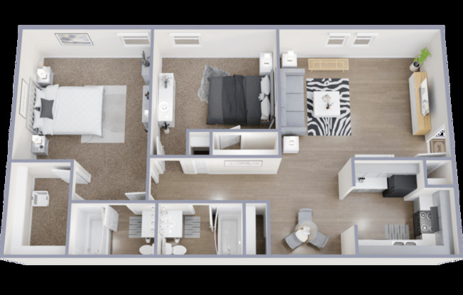 2 beds, 2 baths, 1,000 sqft, $892