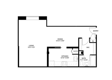 Studio, 1 bath, 700 sqft, $1,599