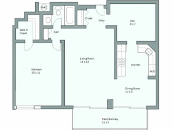 1 bed, 1 bath, 823 sqft, $1,957