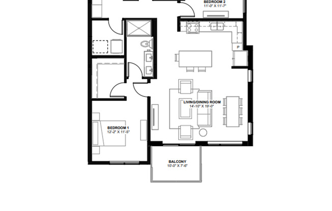 2 beds, 2 baths, 1,197 sqft, $2,895, Unit 202