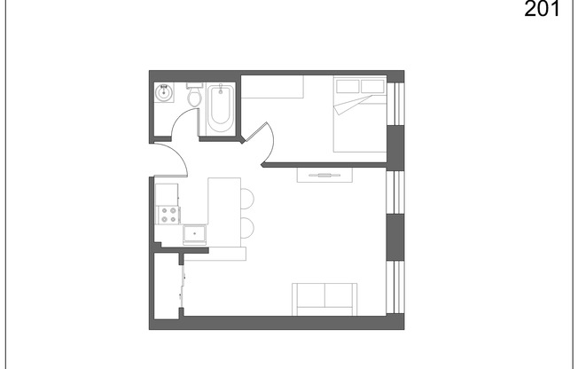 1 bed, 1 bath, 325 sqft, $1,373, Unit Exley 103